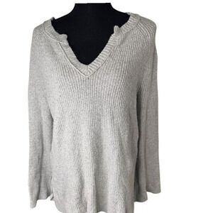 Aerie Gray Knit V-Neck Sweater Women's small | soft excellent MSRP‎ $59.95